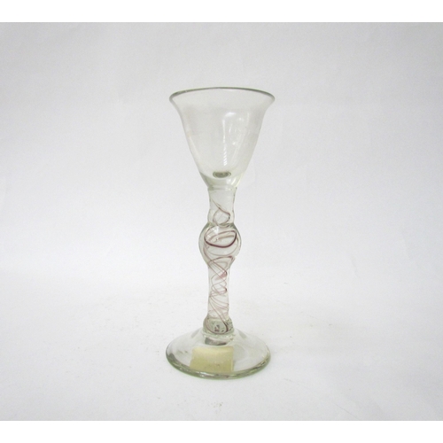 7484 - A single continental cotton twist glass with knop, 17cm high  (R)  £70