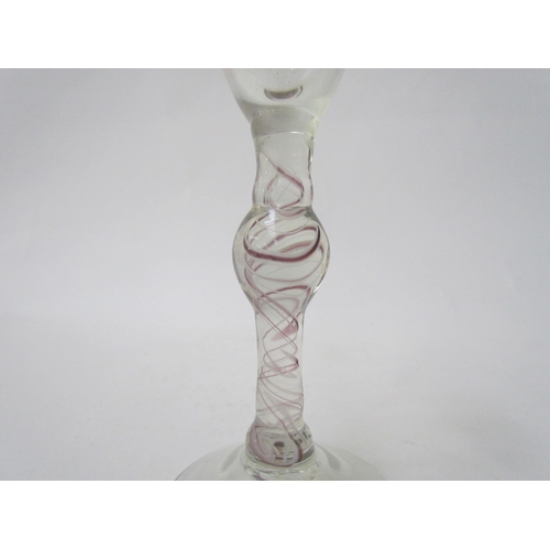 7484 - A single continental cotton twist glass with knop, 17cm high  (R)  £70