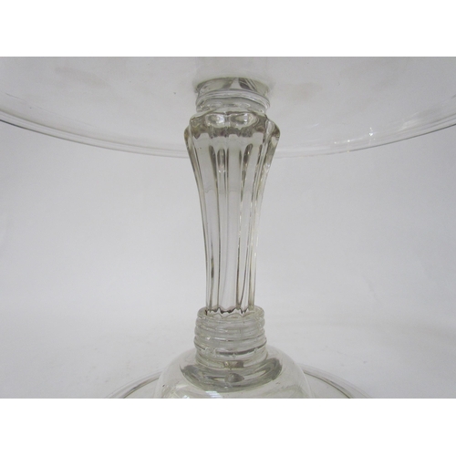 7486 - A Georgian clear glass footed tazza, fluted stem, 24cm diameter