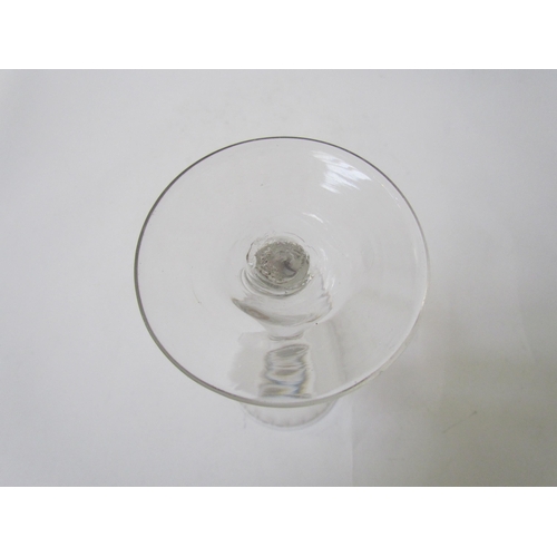 7487 - Two wine glasses one with cut glass band to rim, 16cm tall. A similar example with cut glass stem, 1... 