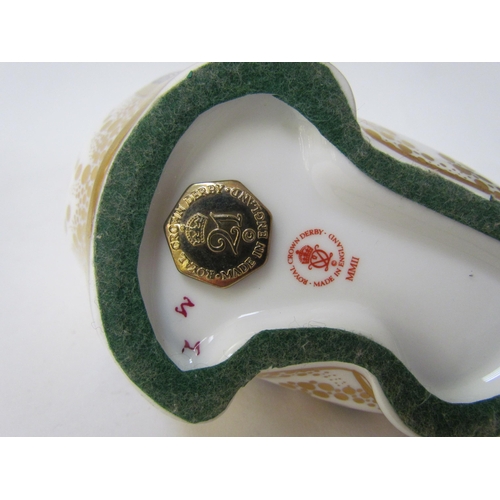 7490 - A Royal Crown Derby paperweight as a Walrus, gold stopper