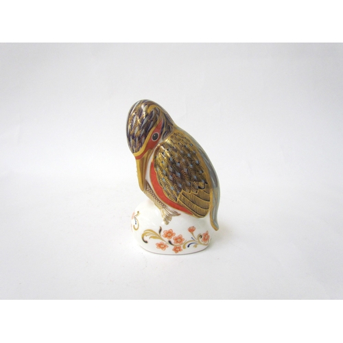 7491 - A Royal Crown Derby paperweight as a Kingfisher, gold stopper