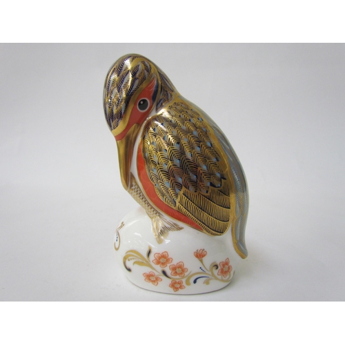 7491 - A Royal Crown Derby paperweight as a Kingfisher, gold stopper