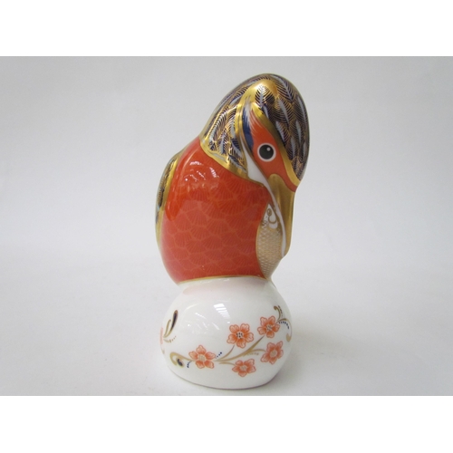 7491 - A Royal Crown Derby paperweight as a Kingfisher, gold stopper