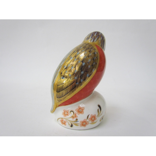 7491 - A Royal Crown Derby paperweight as a Kingfisher, gold stopper