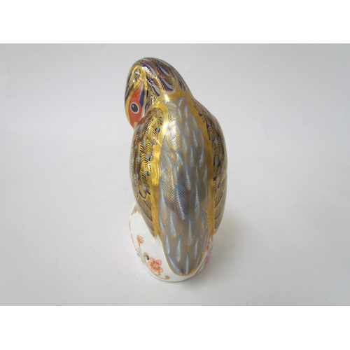 7491 - A Royal Crown Derby paperweight as a Kingfisher, gold stopper