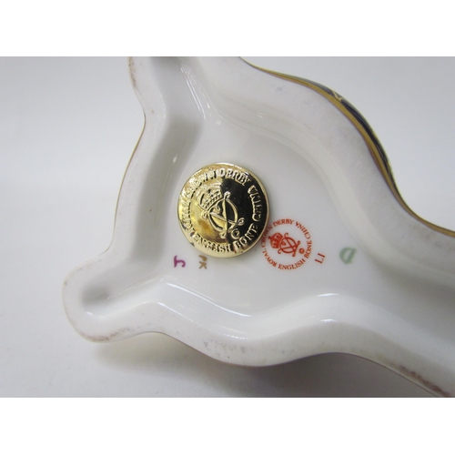 7492 - A Royal Crown Derby paperweight as a Platypus Duck, gold stopper