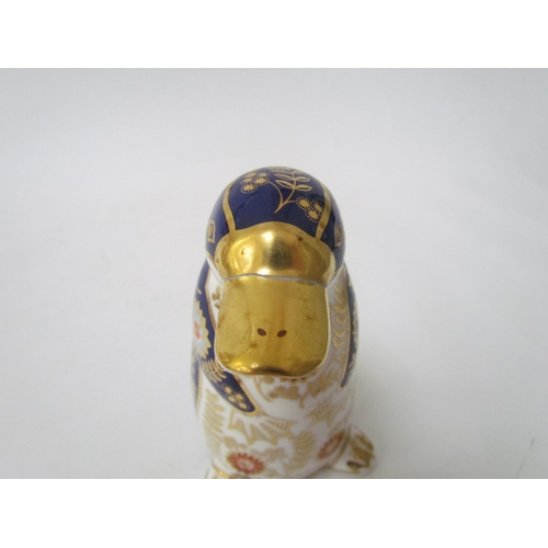 7492 - A Royal Crown Derby paperweight as a Platypus Duck, gold stopper