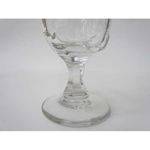 7496 - A Georgian wine funnel, 15cm tall. A shot glass, 4.5cm tall. A wine glass, the rounded bowl blade cu... 