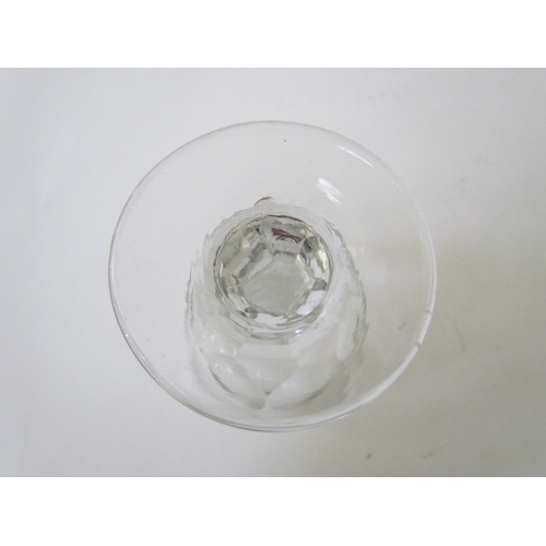 7496 - A Georgian wine funnel, 15cm tall. A shot glass, 4.5cm tall. A wine glass, the rounded bowl blade cu... 