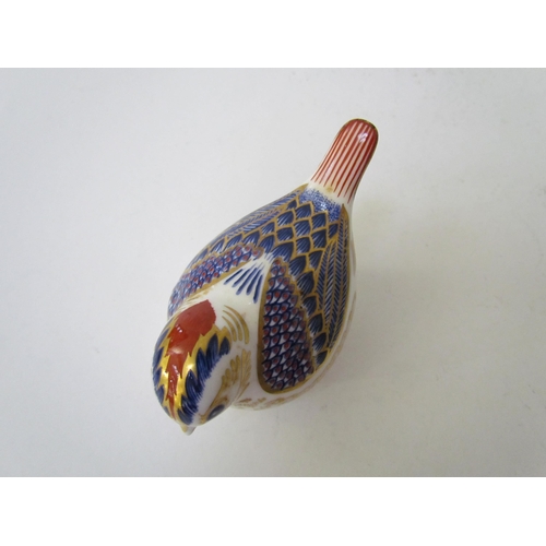 7502 - A Royal Crown Derby paperweight as a Pheasant, gold stopper and a Royal Crown Derby paperweight as a... 