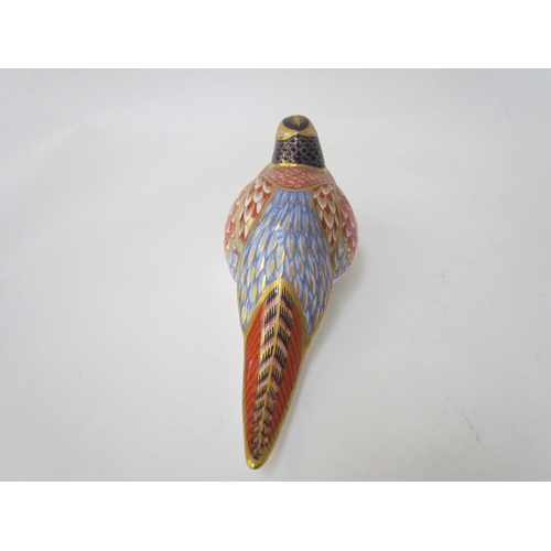 7502 - A Royal Crown Derby paperweight as a Pheasant, gold stopper and a Royal Crown Derby paperweight as a... 