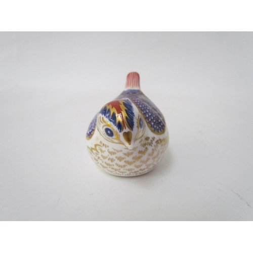 7502 - A Royal Crown Derby paperweight as a Pheasant, gold stopper and a Royal Crown Derby paperweight as a... 