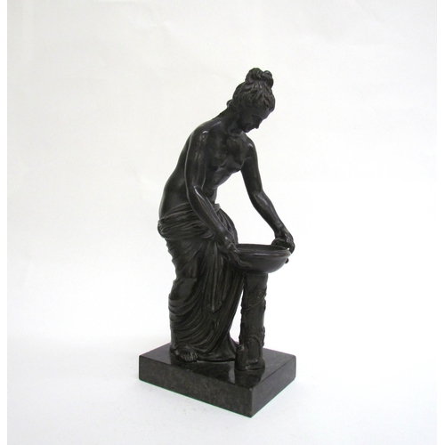 7509 - A late 19th Century French Grand Tour style bronze figure of Danaides with a bowl. The female figure... 