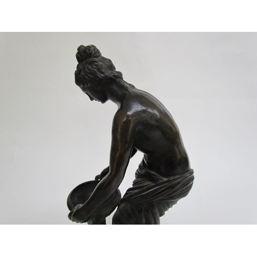 7509 - A late 19th Century French Grand Tour style bronze figure of Danaides with a bowl. The female figure... 