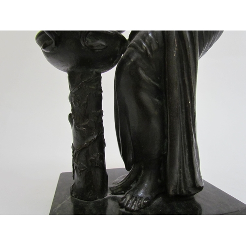 7509 - A late 19th Century French Grand Tour style bronze figure of Danaides with a bowl. The female figure... 