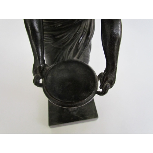 7509 - A late 19th Century French Grand Tour style bronze figure of Danaides with a bowl. The female figure... 