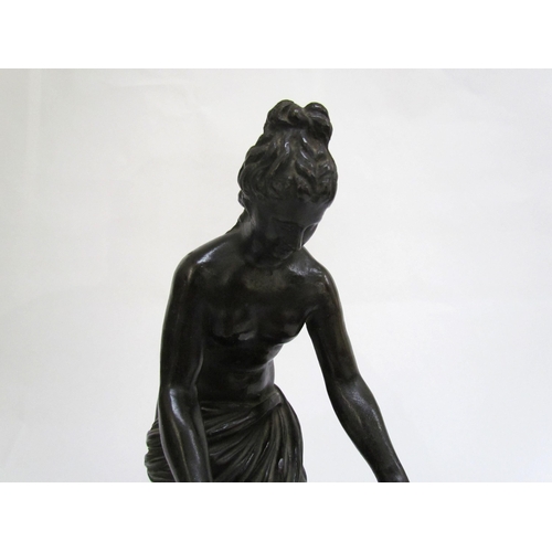 7509 - A late 19th Century French Grand Tour style bronze figure of Danaides with a bowl. The female figure... 