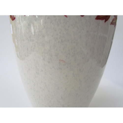 7517 - A Charlotte Rhead for Bursley Ware vase, mottled white with red foliage design enriched with gilt, T... 