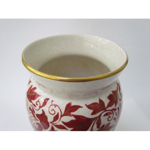 7517 - A Charlotte Rhead for Bursley Ware vase, mottled white with red foliage design enriched with gilt, T... 