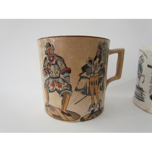 7523 - Two 19th Century mugs: A 19th Century Staffordshire pearlware transfer printed Orange Order commemor... 