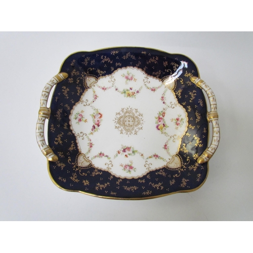 7528 - A late 19th / early 20th Century Coalport dessert set consisting of six plates and twin handle servi... 