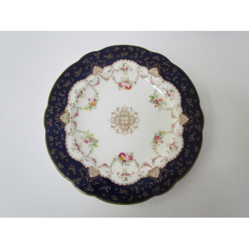 7528 - A late 19th / early 20th Century Coalport dessert set consisting of six plates and twin handle servi... 