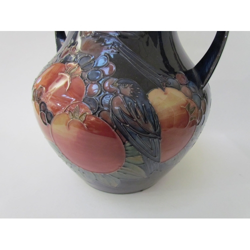 7541 - A Moorcroft Finch and Berries on blue large twin handled vase, 34cm tall  (R)  £350 NEXT SPECIAL