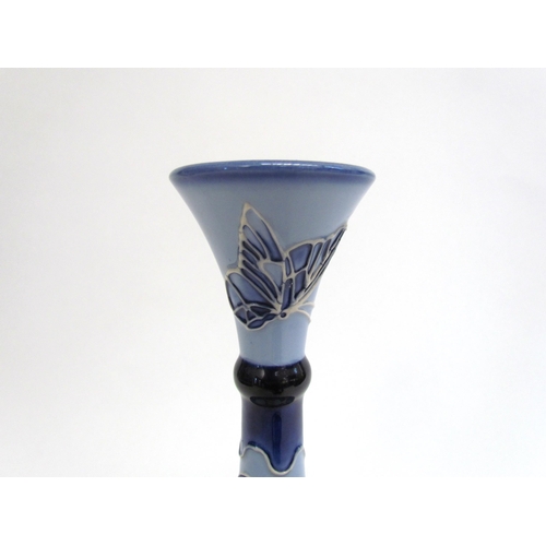 7547 - A Moorcroft Florian Yacht pattern vase, squashed base to slender flared neck, signed J.Moorcroft 941... 