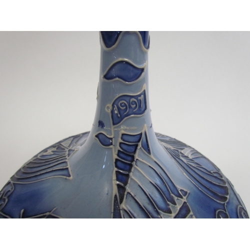 7547 - A Moorcroft Florian Yacht pattern vase, squashed base to slender flared neck, signed J.Moorcroft 941... 