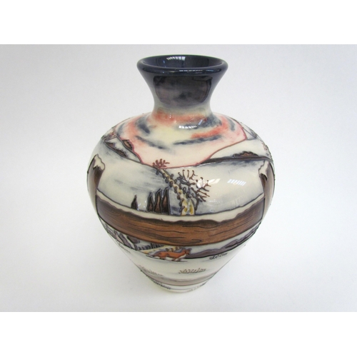 7550 - A Moorcroft ‘Who Goes There?’ pattern vase designed by Anji Davenport, 18cm tall   (R)