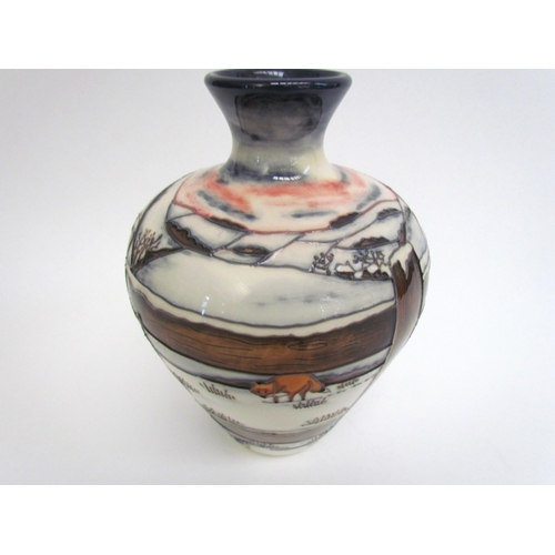 7550 - A Moorcroft ‘Who Goes There?’ pattern vase designed by Anji Davenport, 18cm tall   (R)