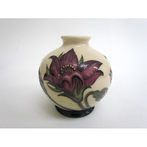 7567 - A Moorcroft Collectors Club vase decorated with pink flowers, designed by Emma Bossons 2013, 11cm ta... 