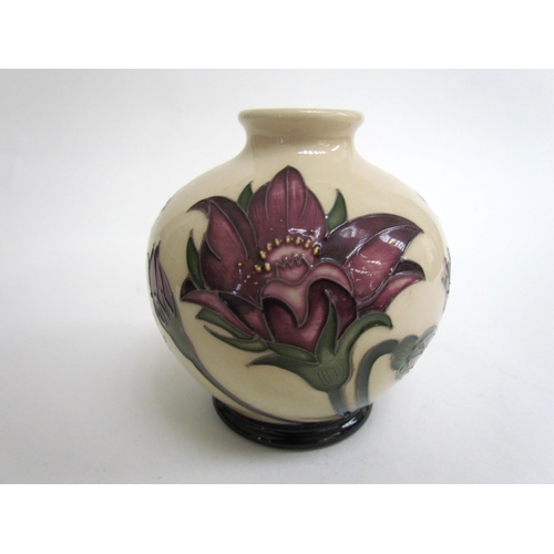 7567 - A Moorcroft Collectors Club vase decorated with pink flowers, designed by Emma Bossons 2013, 11cm ta... 