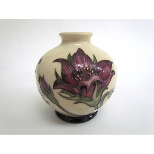 7567 - A Moorcroft Collectors Club vase decorated with pink flowers, designed by Emma Bossons 2013, 11cm ta... 