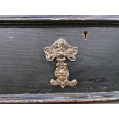 7594 - An 18th Century European cabinet on stand, the spindle rail cornice over an eight drawer and single ... 