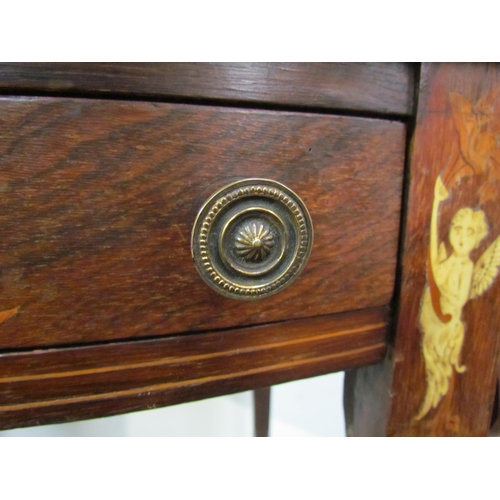 7599 - A 19th Century rosewood veneer desk inlaid with scrolled marquetry including ivory, cut glass mirror... 