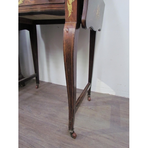 7599 - A 19th Century rosewood veneer desk inlaid with scrolled marquetry including ivory, cut glass mirror... 