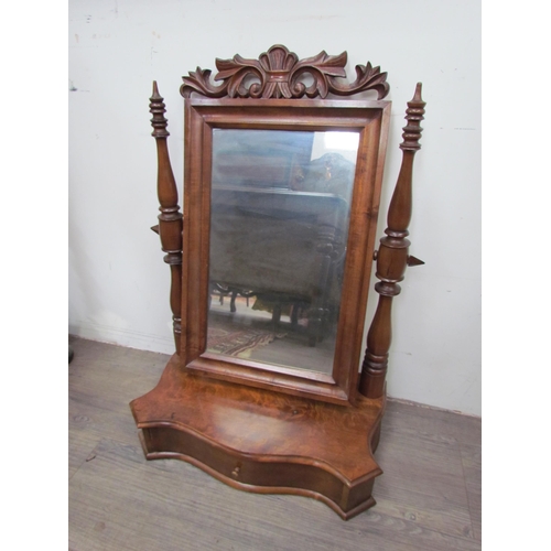 7647 - A Victorian style serpentine carved swing dressing table mirror, single drawer to base