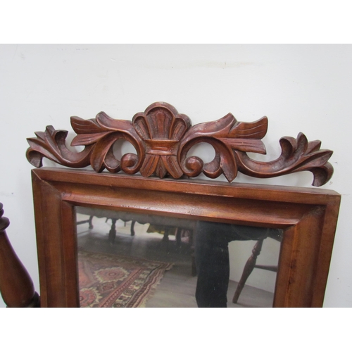 7647 - A Victorian style serpentine carved swing dressing table mirror, single drawer to base