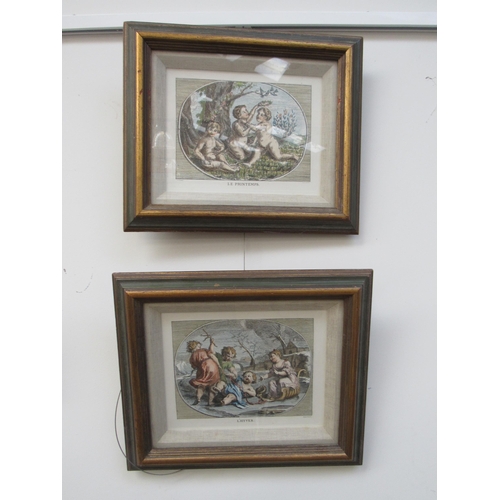 7005 - A series of four framed and glazed French coloured etchings 