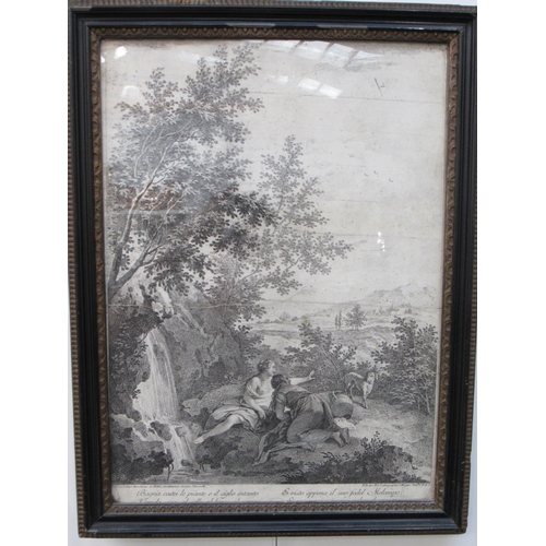 7008 - After Zuccarelli engraved by I. Wagner two 18th Century landscapes depicting females relaxing by wat... 