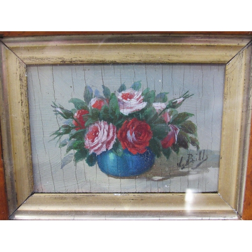 7010 - WITHDRAWN: Two maple framed floral still-life paintings, 11cm x 14.5cm and 6cm x 8.5cm