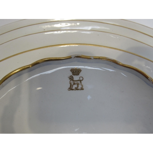 7012 - Six Royal Worcester Temple and Crook demi-lune side dishes with Crown and Dog Crest and a set of fiv... 