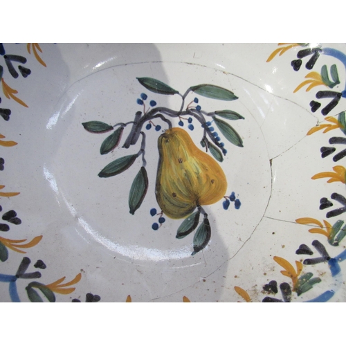 7051 - Five late 18th/early 19th Century French Faience bowls decorated with Bird, Pear, House, Oriental Fi... 