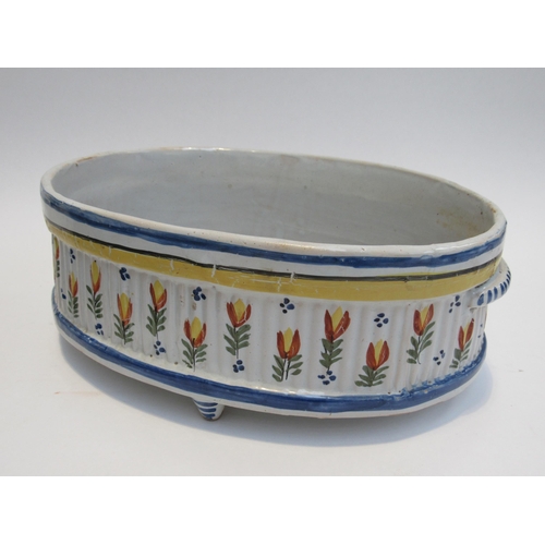 7054 - Two Circa 1800 French Faience Basins with hand painted Swag and Floral detail.  The octagonal exampl... 