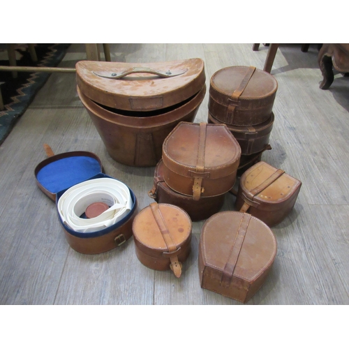 7088 - Vintage leather hat box and various collar boxes some with contents (10)