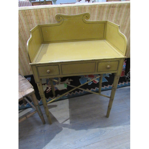 7092 - A Regency painted washstand with bamboo effect legs and cross stretcher, distressed and similar chai... 