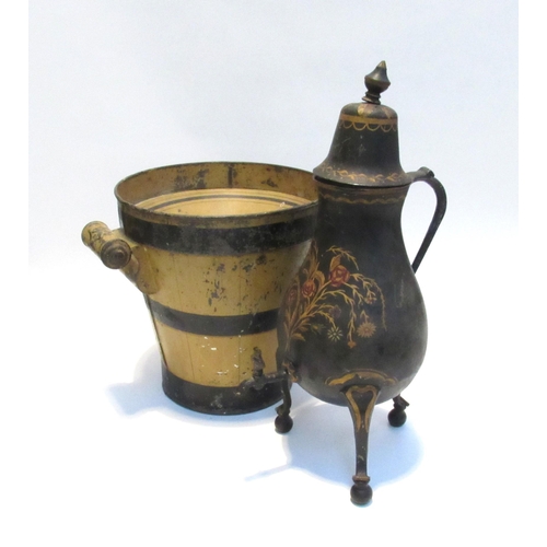 7095 - A Regency tableware slop bucket and table top ewer with tap 30.5cm tall x 28cm diameter, 48cm tall