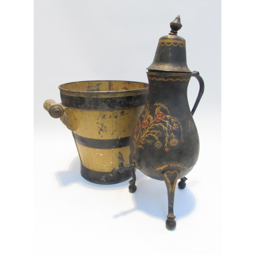 7095 - A Regency tableware slop bucket and table top ewer with tap 30.5cm tall x 28cm diameter, 48cm tall